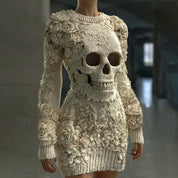 Seraphine Blackwood | Halloween Skeleton Print Long Sleeve Maxi Dress For Women