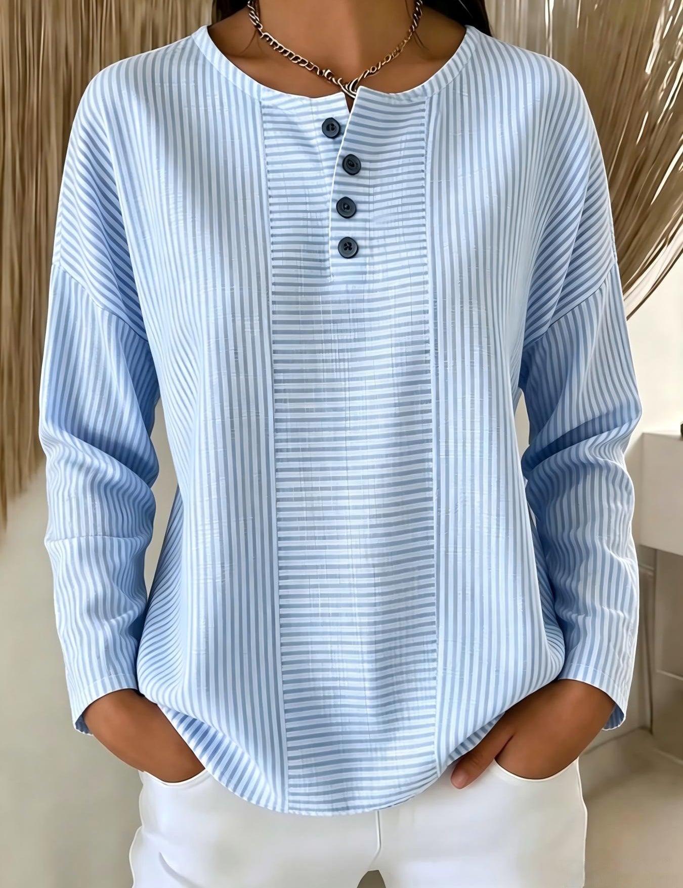 Genevieve Lacroix | Striped Long-Sleeve Blouse For Women