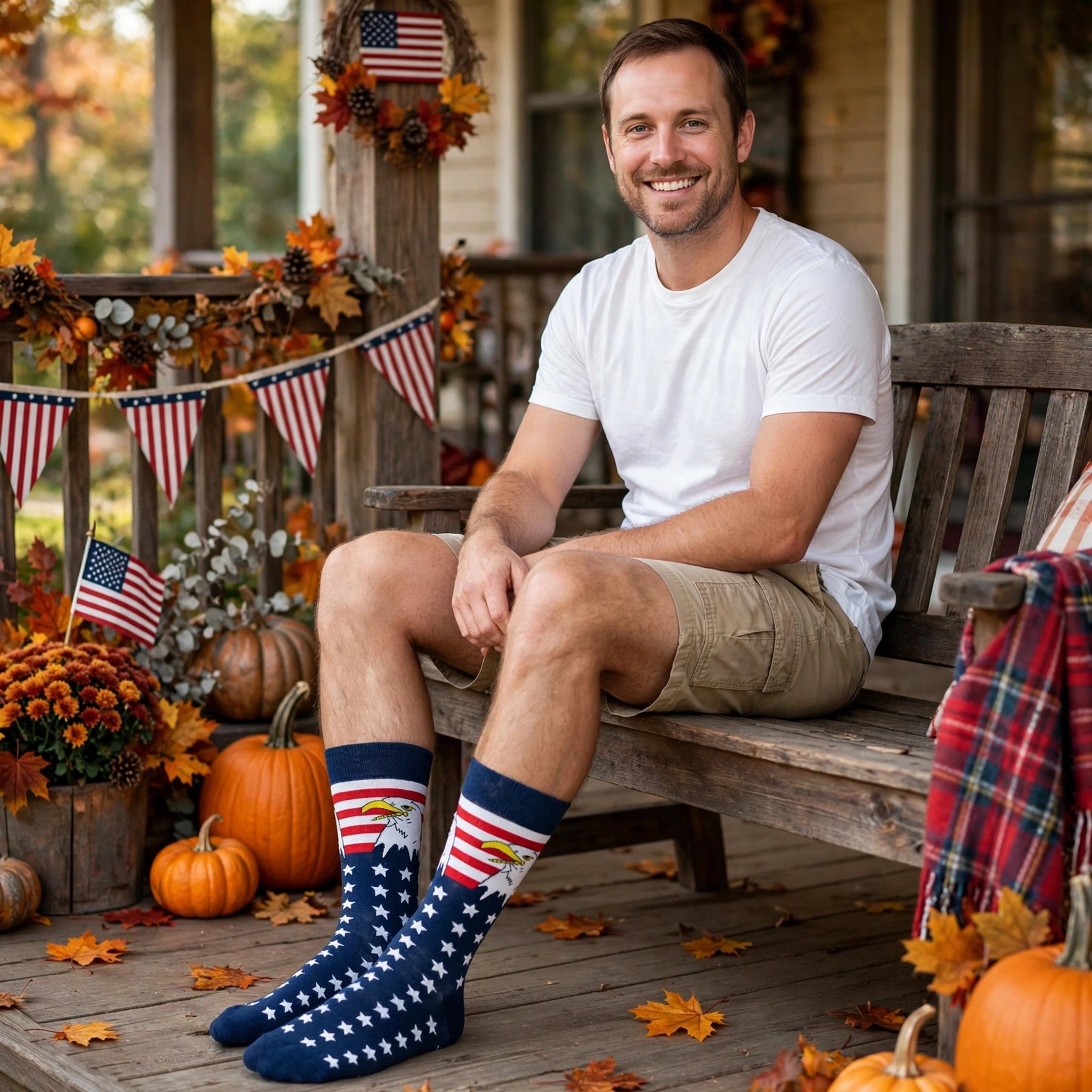 Sylvie Esterhazy | Flag Print Veterans Day Crew Socks Five Pack Unisex & Couples