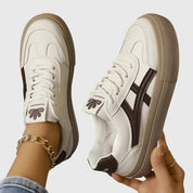 Vittoria Blanchard | White & Navy Lace-Up Platform Sneakers