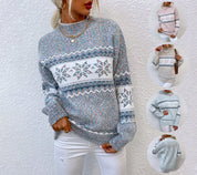 Elara Snowfield | Nordic Snowflake Knit Sweater For Women