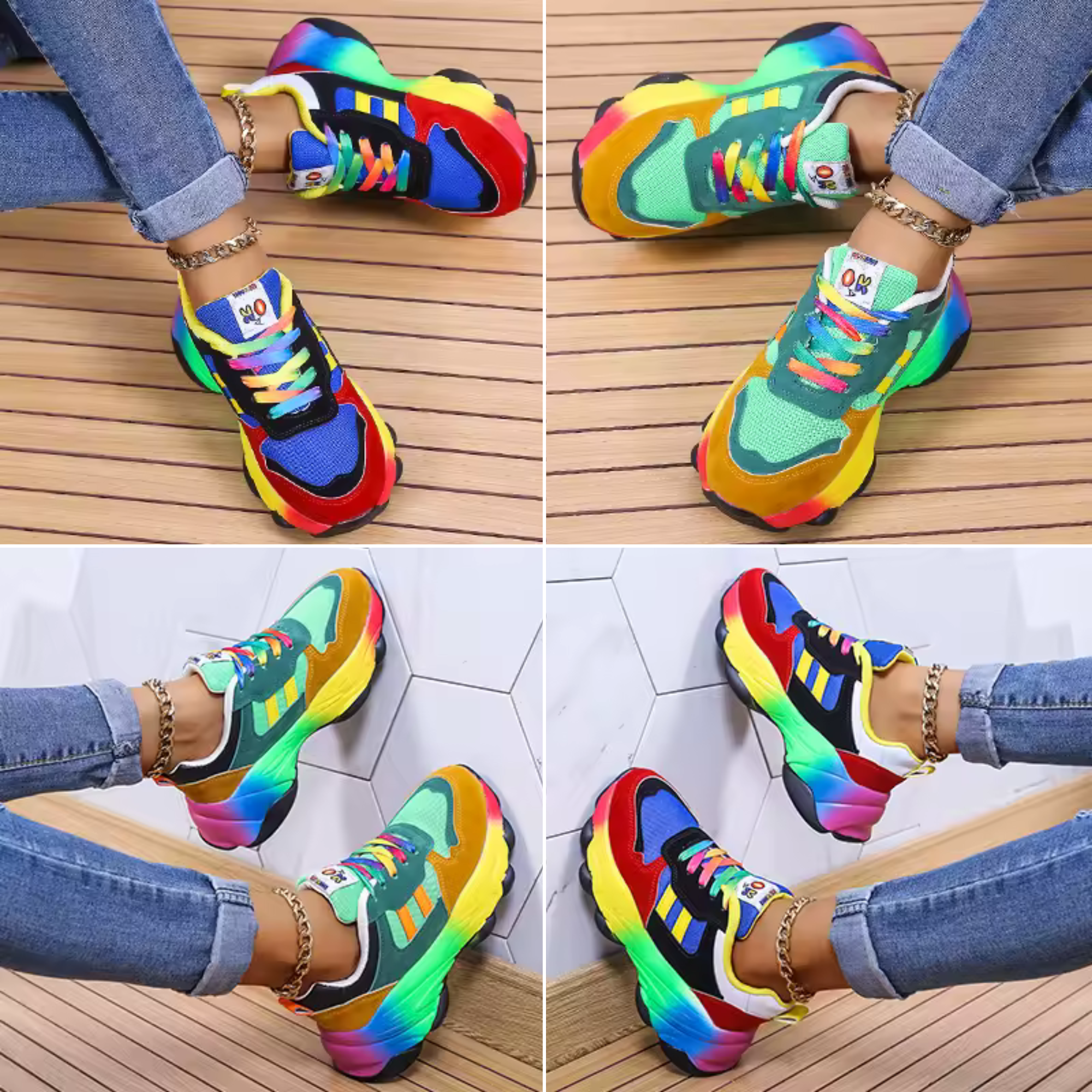 Lysandra Pembrooke | Rainbow Platform Orthopedic Sneakers