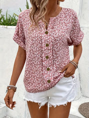 Elspeth Faircombe | Pink Floral Print Button-Up Blouse