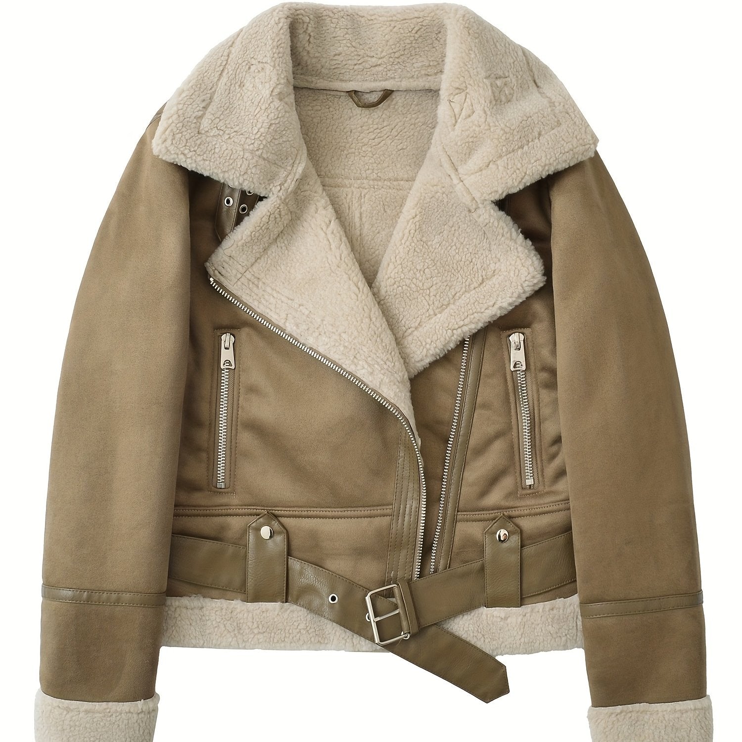 Noelle Dumont | Shearling Belted Leather Jacket For Women