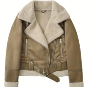 Noelle Dumont | Shearling Belted Leather Jacket For Women