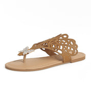 Giulia Castellano | Rhinestone Butterfly Flat Sandals For Women