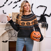 Hazel Winthorpe | Halloween Pumpkin Knit Sweater For Women