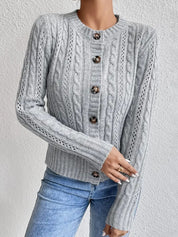 Rosalind Sinclair | Cable Knit Button-Front Cardigan For Women