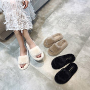 Jemma Pencombe | Fluffy Open Toe Slide Slippers For Women