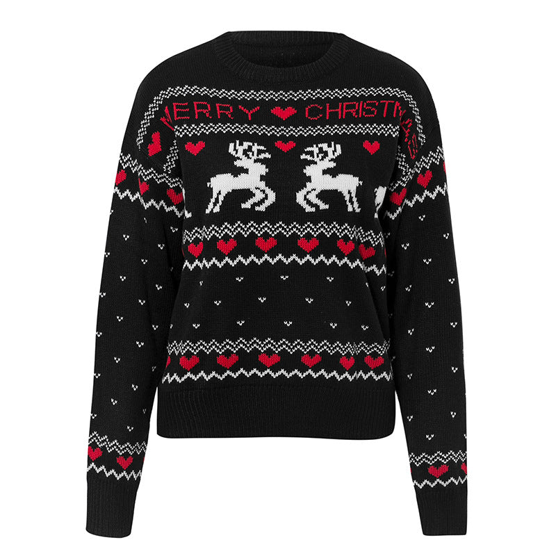 Tinsel | Reindeer Heart Print Christmas Sweater For Women