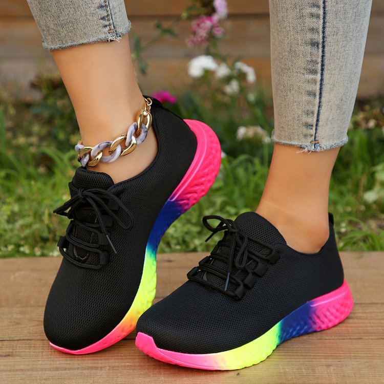 Lucia Ravenna | Rainbow Sole Mesh Sneakers For Women
