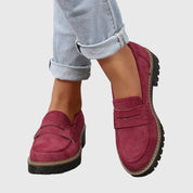 Portia Ellsworth | Black Suede Platform Penny Loafers