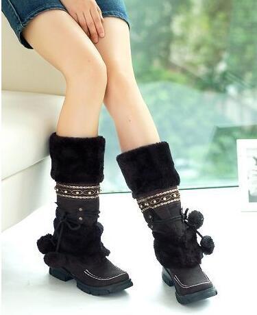 Ingrid Solberg | Fur Trim Mid-Calf Boots For Women