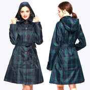 Cecilia Wrenmore | Hooded Plaid Trench Raincoat For Women