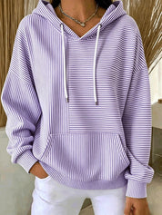 Genevieve Laurent | Striped Hooded Pocket Hoodie For Women