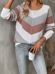 Nathalie Osgood | Colorblock Chevron Knit Sweater For Women