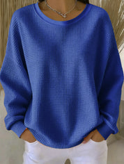 Nadia Brennan | Waffle Knit Oversized Pullover Sweatshirt For Women