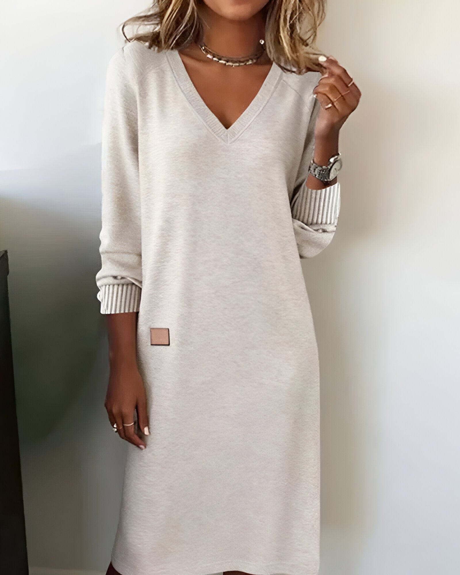 Genevieve Marchetti | Long Sleeve V-Neck Mini Dress For Women