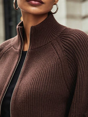 Isadora Pelletier | Puff-Sleeve Zip-Up Sweater For Women