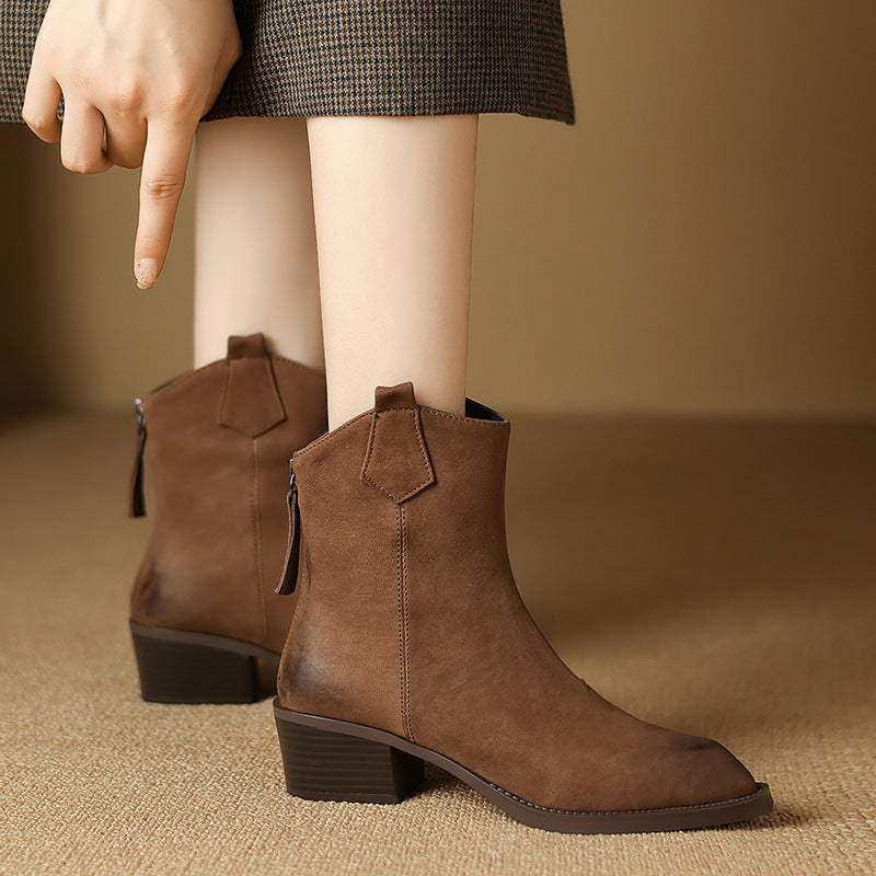 Pauline Ferrand | Suede Ankle Boots With Pointed Toe For Women