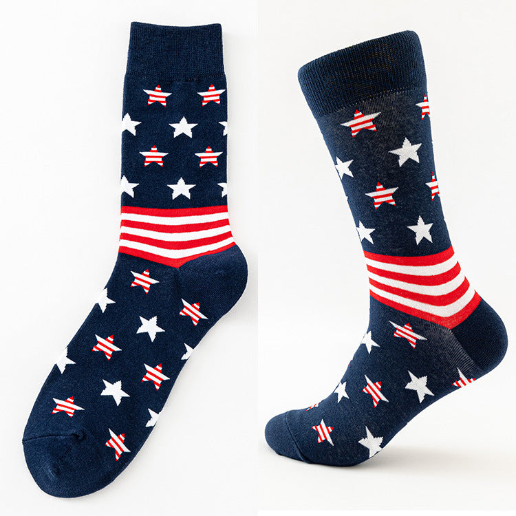 Sylvie Esterhazy | Flag Print Veterans Day Crew Socks Five Pack Unisex & Couples