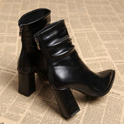 Coralie Duchamp | Pointed Toe Ankle Boots With Chunky Heel For Women