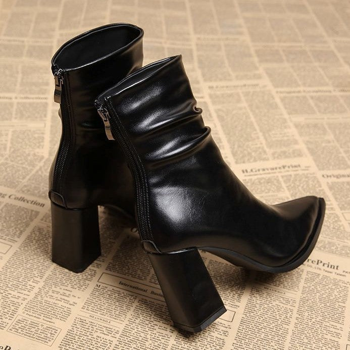 Coralie Duchamp | Pointed Toe Ankle Boots With Chunky Heel For Women