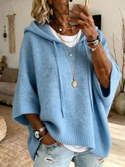 Eloise Drummond | Knitted Hooded Drawstring Sweater For Women