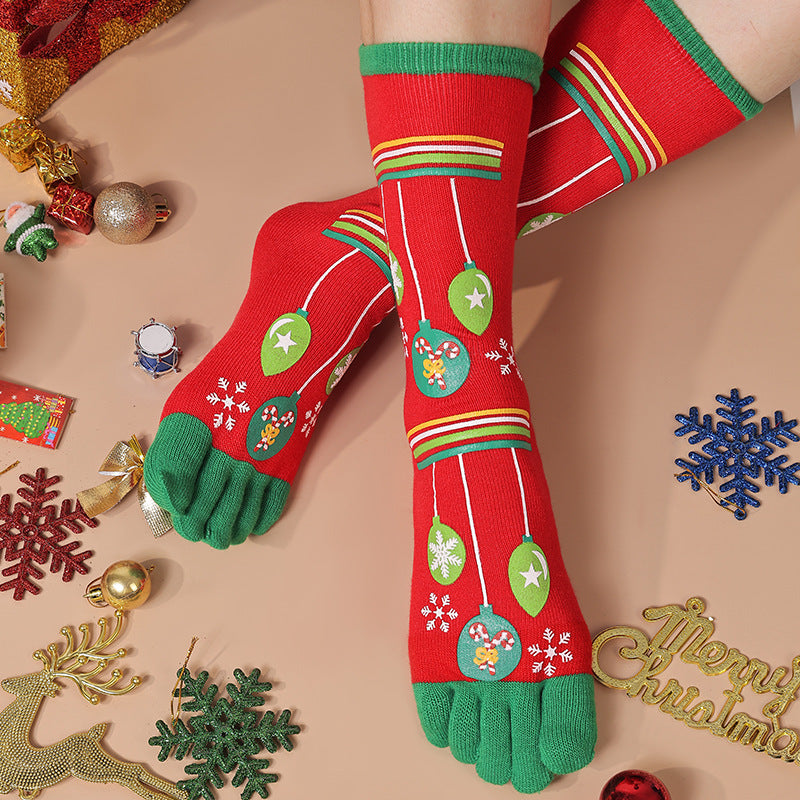Harper Delacourt | Festive Santa Five-Toe Christmas Socks For Women