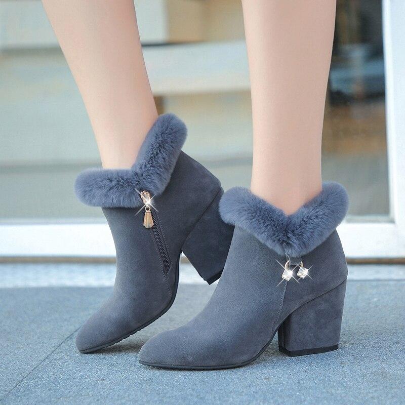 Natalia Ferretti | Fur-Trim Rhinestone Ankle Boots For Women
