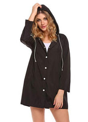 Margaux Rainville | Hooded Button-Front Raincoat For Women