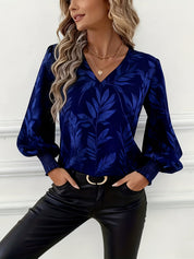 Anaëlle Verhoeven | Botanical Print V-Neck Blouse With Lantern Sleeves