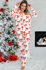 Ribbon Wish | Red Bow Print Christmas Pyjamas For Women