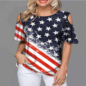 Tiffany Marlowe | American Flag Cold Shoulder Top For Women