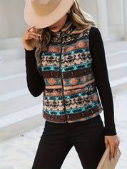 Solene Forsythe | Aztec Print Zip-Up Vest For Women