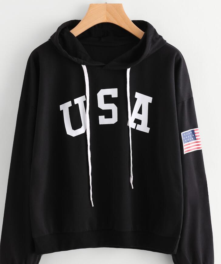 Solene Perrault | Burgundy USA Print Veterans Day Hoodie For Women