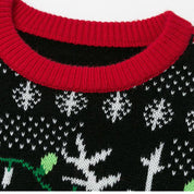 Jolly Rex | Black Dinosaur Print Christmas Sweater For Men