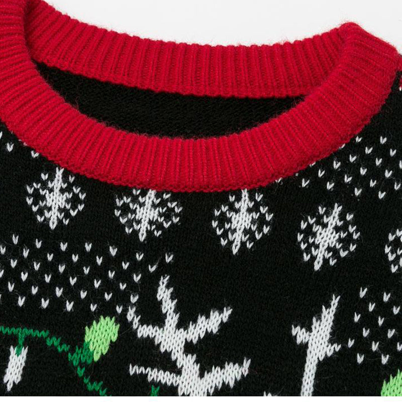Jolly Rex | Black Dinosaur Print Christmas Sweater For Men