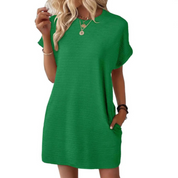 Seraphine Vauclere | Hot Pink Ribbed Crew Neck Mini T-Shirt Dress