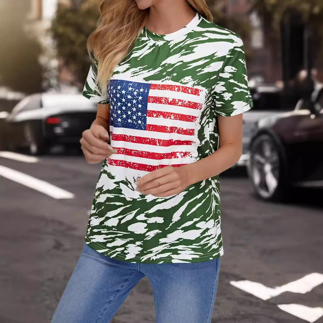 Cassidy Fontaine | American Flag Print T-Shirt For Women