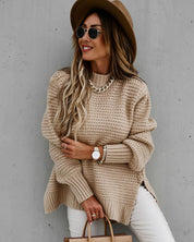 Marina Delcourt | Oversized Side-Slit Knit Sweater For Women