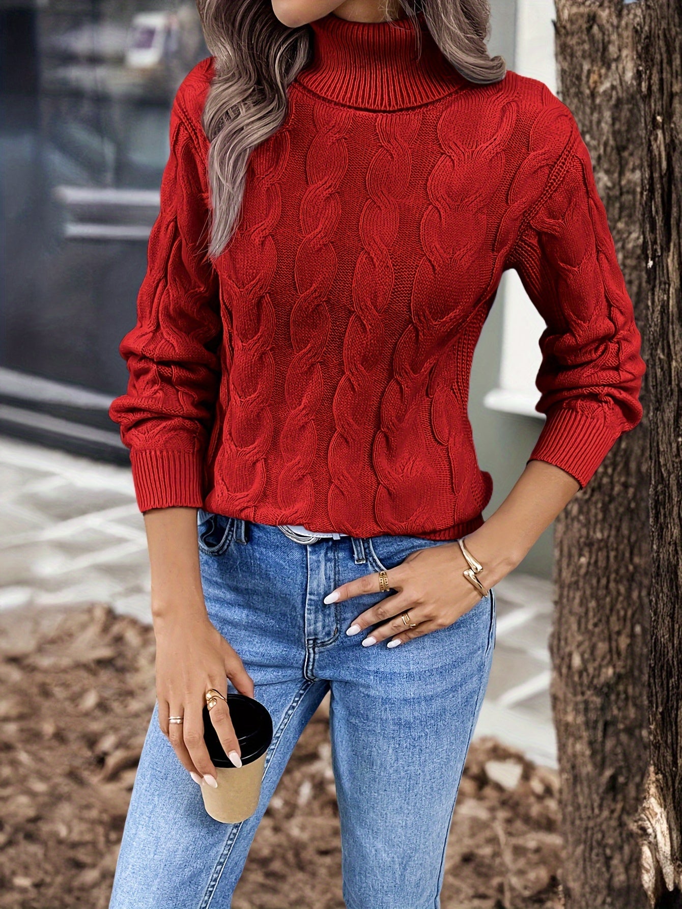 Éloise Vandermeer | Cozy Cable-Knit Turtleneck Sweater For Women