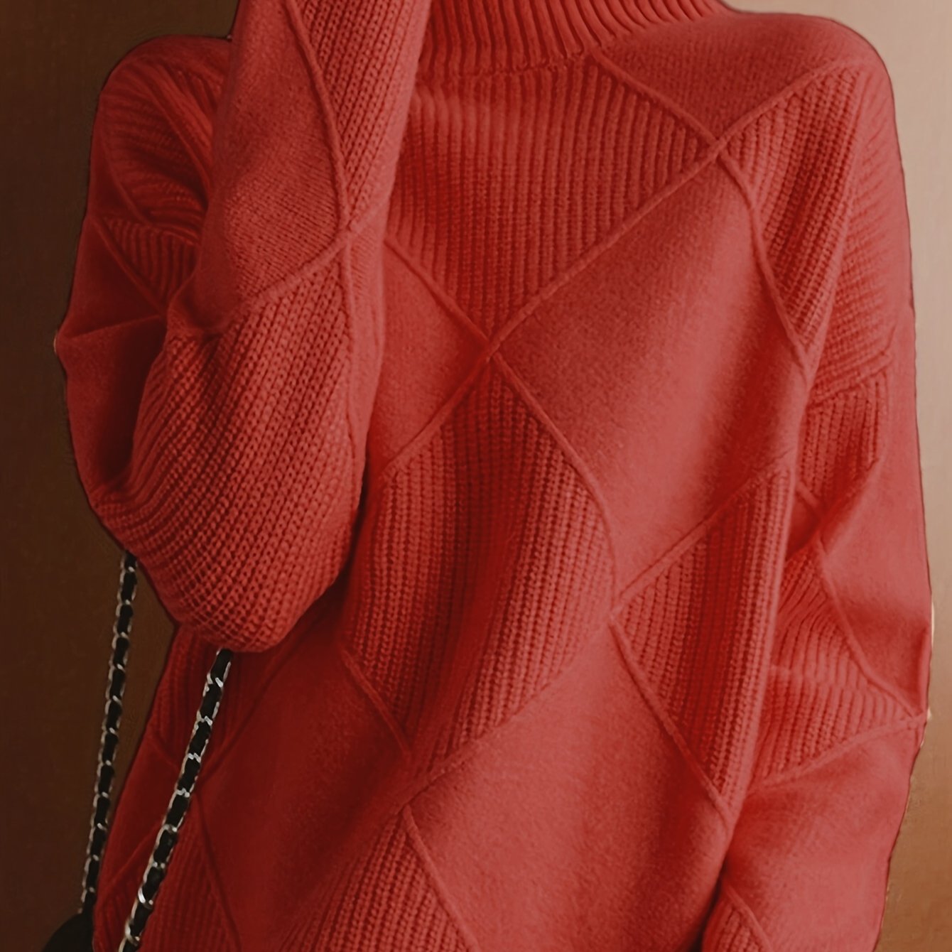 Josephine Alderidge | Diamond-Knit Turtleneck Sweater For Women