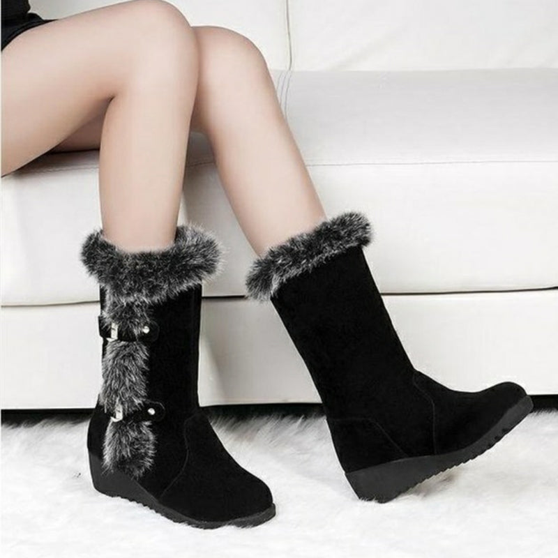 Charlotte Beaumont | Fur-Trim Mid-Calf Boots For Women