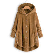 Colette Duval | Leopard Print Hooded Plush Coat For Women