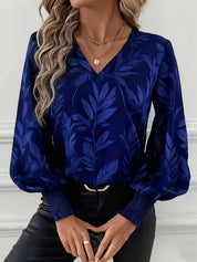 Anaëlle Verhoeven | Botanical Print V-Neck Blouse With Lantern Sleeves
