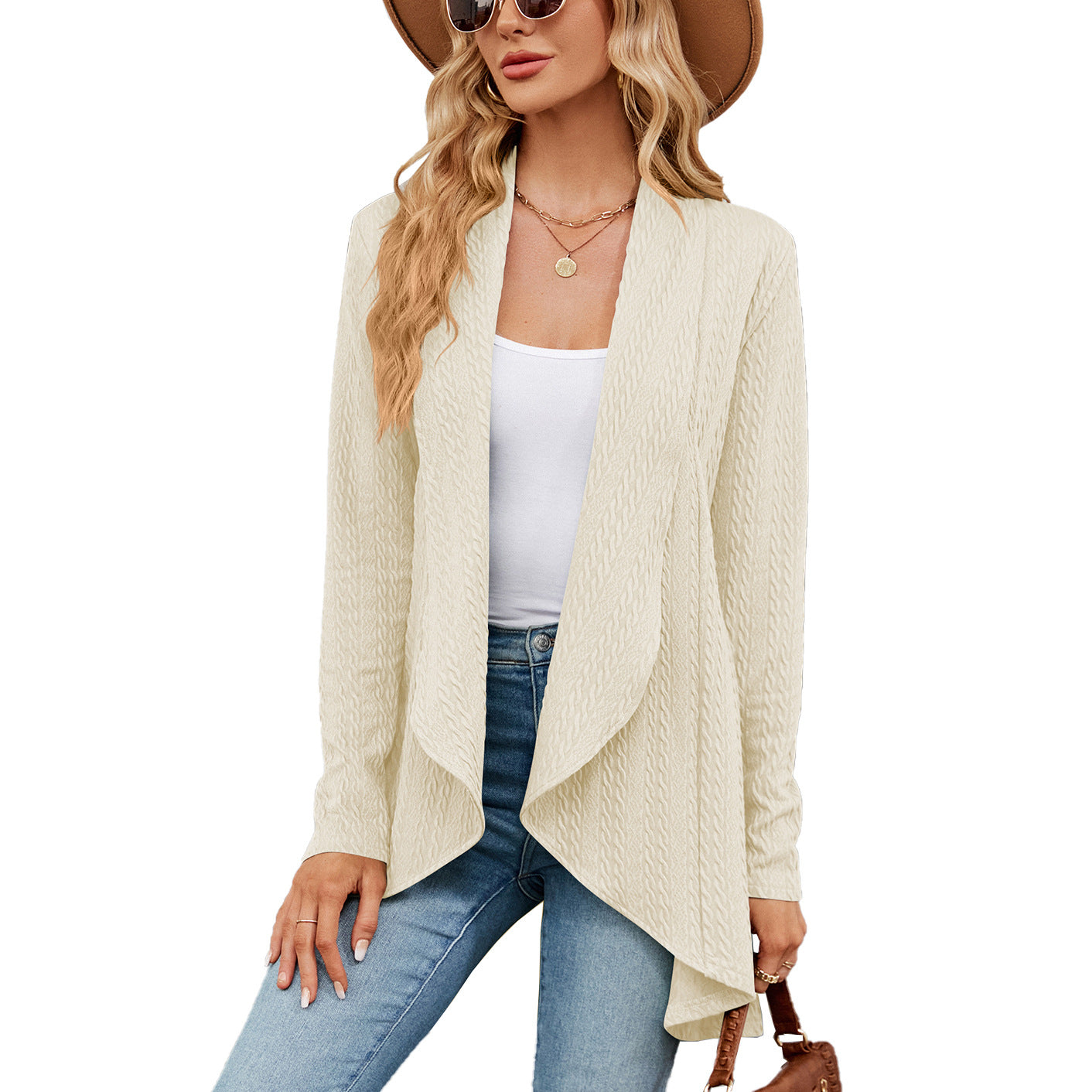 Marielle Fontenot | Cable-Knit Open Cardigan For Women