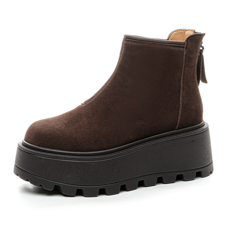 Solène Duvernay | Suede Platform Ankle Boots For Women