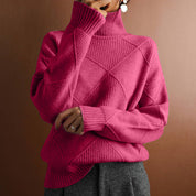 Ruby Estshaw | Diamond Knit Turtleneck Sweater For Women