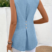 Marceline Duprat | Linen-Blend Sleeveless Blouse With Button-Back Detail